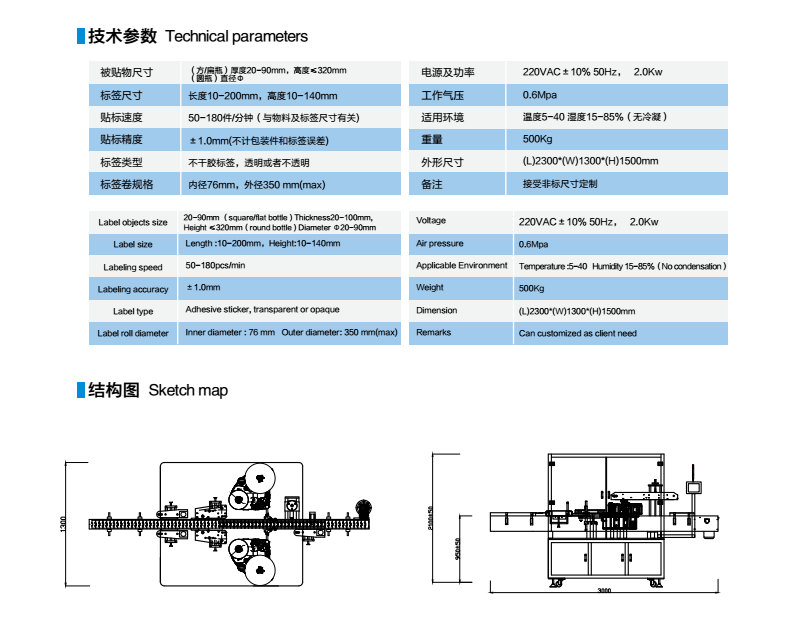 技術參數以及結構圖
